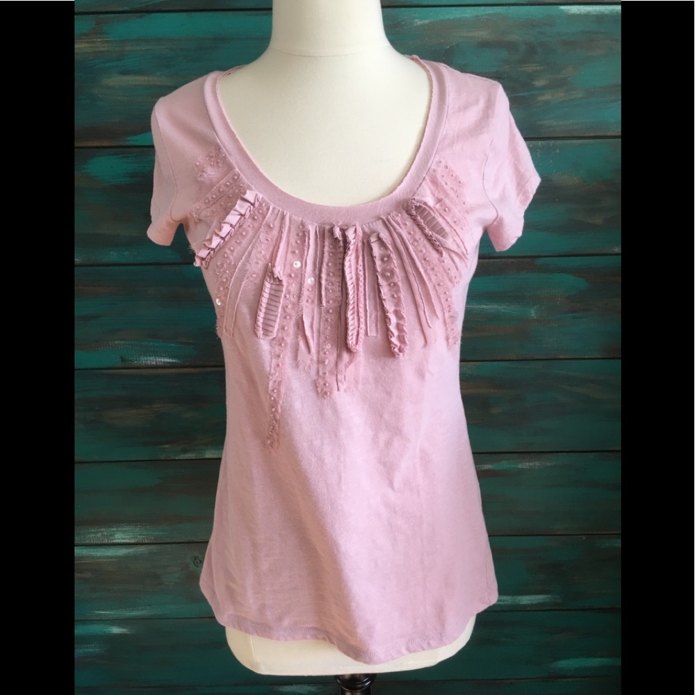 A.N.A.SWEET PINK SEQUINED TEE SHIRT